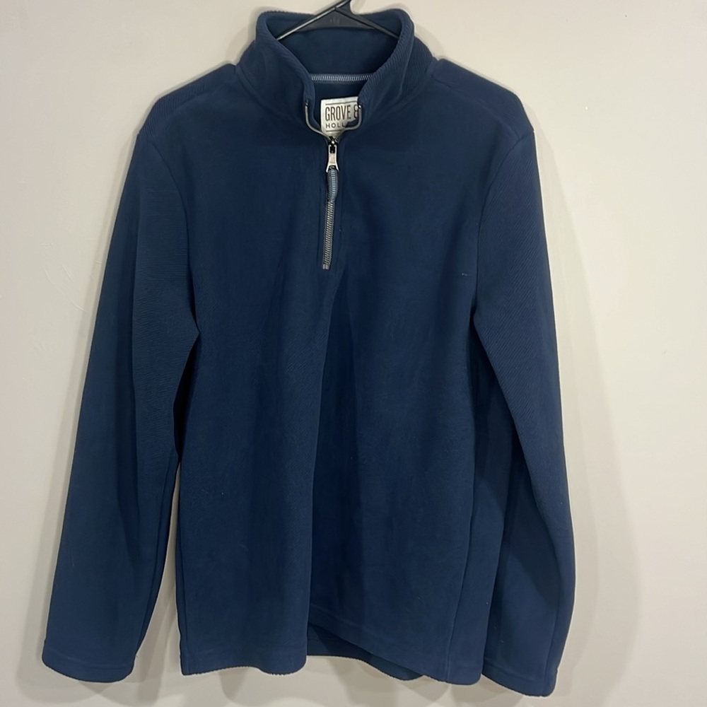 Grove & Hollow Soft Navy Blue Quarter Zip Size small